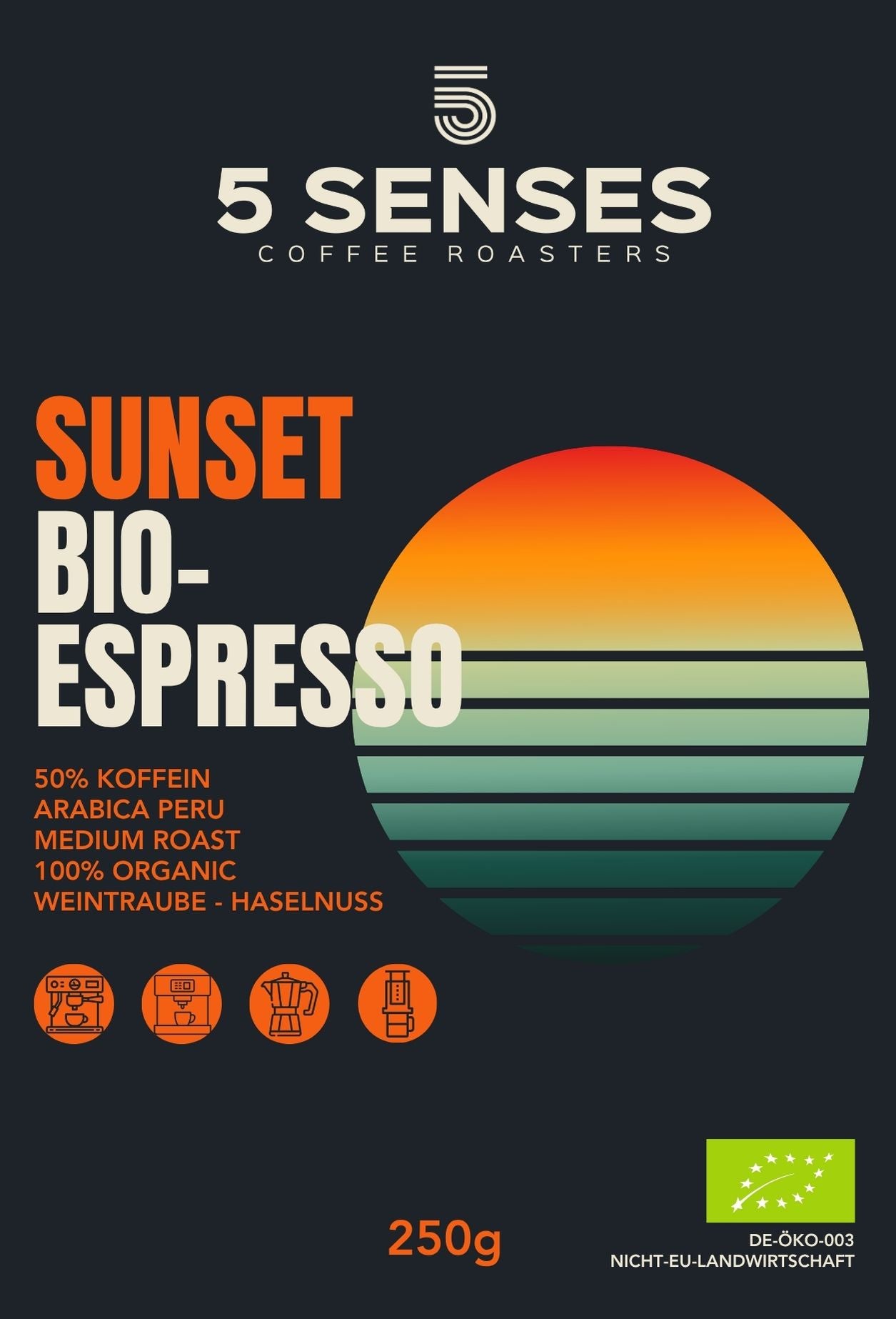 SUNSET HALF CAFF ESPRESSO-BLEND (50% KOFFEIN - KOFFEINREDUZIERT)
